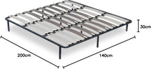 Load image into Gallery viewer, SAMPUR - Morpholattes bed base | 90 x 190 cm | 7 legs included | Grey | 25 cm high | epoxy lacquered metal frame | Extra wide slats | 5 support zones