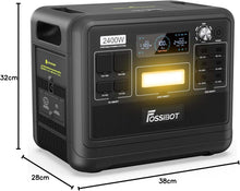 Load image into Gallery viewer, FOSSiBOT F2400 Station électrique portable CA 2400W (4800W Pic), Station Silencieux Solaire 2048Wh LiFePO4, Groupe Générateur Électrique Onduleur Alimentation de Secours à Domicile Camping
