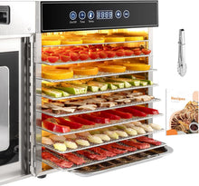 Load image into Gallery viewer, Kwasyo Food Dehydrator, 10 Trays • Desiccator with Timer (24H) • Fruit and Vegetable Dehydrator Adjustable Temperature (30 to 90°C) + 1 x Recipe Book