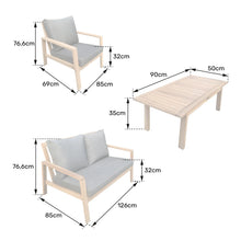 Load image into Gallery viewer, Salon de jardin en acacia 4 places GILI - coussins sable Happy Garden