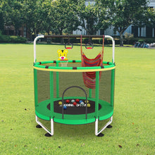 Load image into Gallery viewer, Trampoline pour Enfants, Trampoline réglable pour bébé avec Panier de Basket-Ball, Trampoline intérieur et extérieur de 200 kg avec enclos