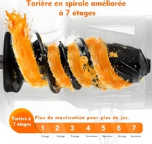 Load image into Gallery viewer, AMZCHEF Extracteur Jus - Extracteur de Jus de Fruits et Légumes - Presses-agrumes à Froid sans BPA avec 2 Tasses et Brosse - Fonction de Mastication Inversée pour Éviter les Blocages - Argent