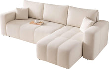 Load image into Gallery viewer, GREKPOL Canapé d'angle Convertible 145x248 à Gauche ou à Droite - Canapé 3 Places Convertible Beige avec Espace de Rangement