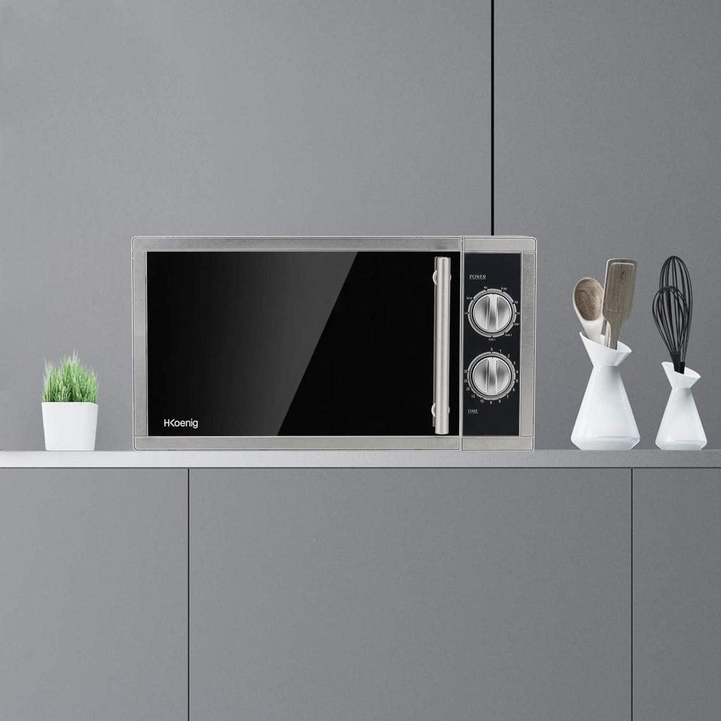 H.Koenig Micro-Ondes Four Grill 2 en 1 VIO9, 25L, Plateau tournant 27cm, 10 modes de cuisson jusqu’à 1000W, Décongélation, Cuisson combinée, écran LCD [Classe énergétique A+]