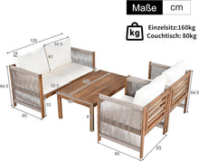 Load image into Gallery viewer, Zepneiy Salon de Jardin, Salon de Jardin 4 Personnes, avec canapé, Table Basse et Coussins, Housse en Tissu déhoussable et Lavable, Noir (Coussins d'assise Inclus)