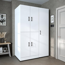 Load image into Gallery viewer, ROOMART Dora - Armoire de machine à laver - Pour sèche-linge et machine à laver - En 4 couleurs - Avec portes et panneau coulissant - Blanc - Chêne blanc - Chêne anthracite - Chêne blanc (chêne blanc)