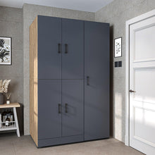 Load image into Gallery viewer, ROOMART Dora - Armoire de machine à laver - Pour sèche-linge et machine à laver - En 4 couleurs - Avec portes et panneau coulissant - Blanc - Chêne blanc - Chêne anthracite - Chêne blanc (chêne blanc)