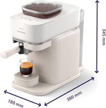 Load image into Gallery viewer, Philips Baristina Machine à expresso - Un véritable expresso, en toute simplicité - Compacte - 16 bars de pression - Broyeur intégré - Machine blanche avec porte-filtre blanc (BAR300/00)