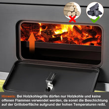 Load image into Gallery viewer, Barbecue Charbon de Bois XL, Chariot à Barbecue, Grill XL à Charbon avec Couvercle, Roues et Thermomètre, Réglable en Hauteur, Grand Barbecue au Charbon de Bois, pour Camping et Jardin, Noir