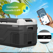 Load image into Gallery viewer, Arebos Glacière compresseur 26 l | Glacière électrique avec application et contrôle intelligent | Réfrigérateur mobile avec port USB | jusqu'à -20 °C | 12/24 V 230 V | Pour voiture, camion, camping,
