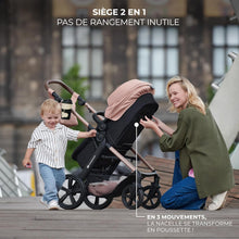 Load image into Gallery viewer, Kinderkraft MOOV2 Poussette 3 en 1, Système de voyage de la naissance à 27 kg, Siège auto Mink PRO I-Size inclus, Capote extensible avec filtre UPF50+, Accessoires pratiques, Gris