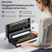 Load image into Gallery viewer, FRESKO Automatic Vacuum Sealer Machine, 140 Watts, Hands-Free Vacuum Machine, Dry/Wet Detection, 2 Roll Bag, Built-in Cutter and Bag Storage (AutoMax V8)