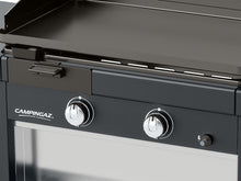 Load image into Gallery viewer, Campingaz Plancha EXB Plus, plancha au gaz sur chariot, grill gastronomique avec plaque en acier émaillé et 2 brûleurs, puissance 7500 W, pour des grillades méditerranéennes, Noir
