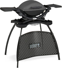 Load image into Gallery viewer, Weber Q1400 Barbecue électrique avec support, surface de cuisson 43 x 32 cm, nomade, grille en fonte émaillée divisée en 2 parties, couvercle et cuve en fonte d'aluminium - Gris foncé (52020853)