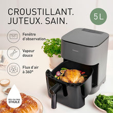 Load image into Gallery viewer, Panasonic NF-CC500SXE AirFryer Friteuse sans huile avec Hublot, 5L, 80-200°C, Minuterie Numérique et Écran LCD, Vapeur Douce, 11 Préréglages, Nettoyage Facile, Gris Mat
