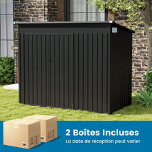 Load image into Gallery viewer, Abri de Jardin Extérieur Abri à Outils de Jardin avec 2 Portes Design Incliné Aérations Cadre en Métal Galvanisé 235x117x185cm Gris Foncé