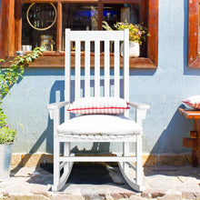 Load image into Gallery viewer, Fauteuil  Bascule en Bois d'Acacia Chaise Berante pour Jardin Pelouse Balcon Blanc -