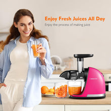 Load image into Gallery viewer, AMZCHEF Extracteur Jus - Extracteur de Jus de Fruits et Légumes - Presses-agrumes à Froid sans BPA avec 2 Tasses et Brosse - Fonction de Mastication Inversée pour Éviter les Blocages - Argent
