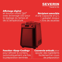Load image into Gallery viewer, SEVERIN Sorbetière 2-en-1 Compacte 135 W, Sorbetière électrique et yaourtière d'une capacité 1,2 L, Machine à glace avec livre de recettes, noir, EZ 7407