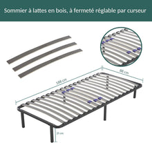 Load image into Gallery viewer, SAMPUR - Sommier Essentiel 140x190 cm | Résistant et Confortable | 7 Pieds Inclus | Lattes réglables | Cadre métal laqué époxy | Sommier 1 ou 2 Personnes | Montage Rapide et Facile
