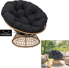 Load image into Gallery viewer, HOME DECO FACTORY, Fauteuil Pivotant Extérieur, Chaise Relax Ronde, 1 Place Pivotant à 360°, Coussin Épais Grand Confort Inclus, Mobilier de Jardin pour Amenagement Balcon Terrasse Salon de Jardin