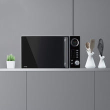 Load image into Gallery viewer, H.Koenig Four à Micro-ondes Compact Digital 20L VIO2, 700W, Plateau tournant 24,5cm, Multifonction Programmable 6 niveaux de chauffe, Décongélation et Express, Minuterie 60min, Effet mirroir noir