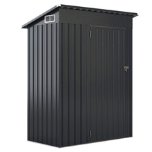 Load image into Gallery viewer, Abri de Rangement Toutes Saisons Abri à Outils Utilitaire avec Toit en Pente Porte Ouvrante Aérations Cadre en Métal Galvanisé Gris
