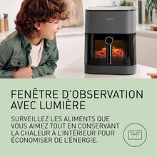 Load image into Gallery viewer, Panasonic NF-CC500SXE AirFryer Friteuse sans huile avec Hublot, 5L, 80-200°C, Minuterie Numérique et Écran LCD, Vapeur Douce, 11 Préréglages, Nettoyage Facile, Gris Mat