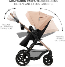 Load image into Gallery viewer, Kinderkraft MOOV2 Poussette 3 en 1, Système de voyage de la naissance à 27 kg, Siège auto Mink PRO I-Size inclus, Capote extensible avec filtre UPF50+, Accessoires pratiques, Gris