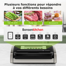 Load image into Gallery viewer, Bonsenkitchen Powerful and Quiet Food Vacuum Sealer with Globefish Technology for Continuous Work, Locked Handle Design, Integrated Cutter, 2 Rolls of Bags Included
