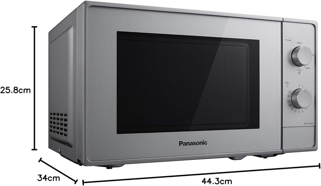 Panasonic NN-E20JWMEPG Microwave Oven with Glass Turntable, 20L, 800W, Defrost, 5 Power Levels, Timer, White