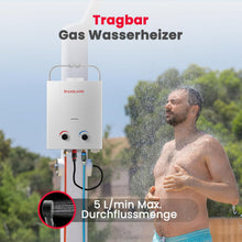 Load image into Gallery viewer, GASLAND AS132 Chauffe-eau instantané au gaz 5 l - 50 mbar - Chauffe-eau GPL - Pour camping-car, camping, douche, lavage de cheval