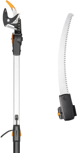Fiskars Coupe-Branches Multifonctions Télescopique, pour Bois vert et Rameaux, Revêtement antiadhésif, Lame en acier/manche en aluminium, longueur 2,4 - 4 m, noir/orange, UPX86, 1023624