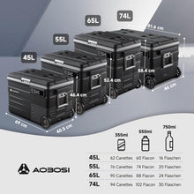 Load image into Gallery viewer, AAOBOSI 45L Glacière à Compresseur, Glaciere Électrique -20℃ à 20℃, Frigo Camion APP&amp;Bouton Contrôle, 12/24V DC et 100-240V AC Glaciere Camping Pour Voiture, Camion, Bateau et Prise De Courant