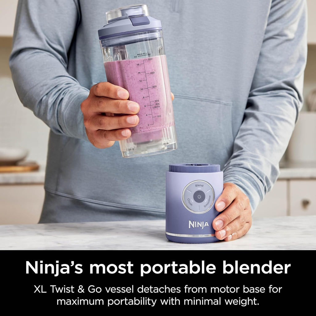 Ninja Blast Max, Portable Blender + Twist & Go, Personal Smoothie, Blend, Ice Crush, 3 Programs, Cordless, 22 oz removable Vessel, Dishwasher Safe, Leakproof, Pink, BC251PK