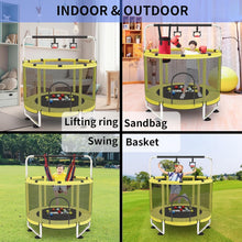 Load image into Gallery viewer, Trampoline pour Enfants, Trampoline réglable pour bébé avec Panier de Basket-Ball, Trampoline intérieur et extérieur de 200 kg avec enclos