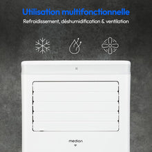 Load image into Gallery viewer, MEDION Smart Climatiseur Mobile P1002 (10000 BTU, 3-en-1, Refroidir, Déshumidification, Ventilation, jusqu'à 34m², kit de joint de fenêtre, mode sommeil, contrôle Wifi, Télécommande, Écran, MD 37733)