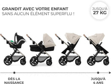 Load image into Gallery viewer, Kinderkraft MOOV2 Poussette 3 en 1, Système de voyage de la naissance à 27 kg, Siège auto Mink PRO I-Size inclus, Capote extensible avec filtre UPF50+, Accessoires pratiques, Gris