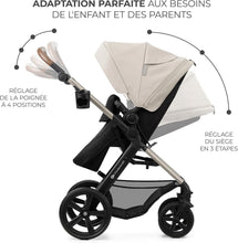 Load image into Gallery viewer, Kinderkraft MOOV2 Poussette 3 en 1, Système de voyage de la naissance à 27 kg, Siège auto Mink PRO I-Size inclus, Capote extensible avec filtre UPF50+, Accessoires pratiques, Gris