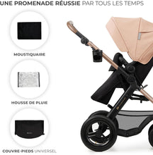 Load image into Gallery viewer, Kinderkraft MOOV2 Poussette 3 en 1, Système de voyage de la naissance à 27 kg, Siège auto Mink PRO I-Size inclus, Capote extensible avec filtre UPF50+, Accessoires pratiques, Gris