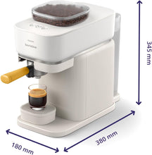 Load image into Gallery viewer, Philips Baristina Machine à expresso - Un véritable expresso, en toute simplicité - Compacte - 16 bars de pression - Broyeur intégré - Machine blanche avec porte-filtre blanc (BAR300/00)