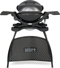 Load image into Gallery viewer, Weber Q1400 Barbecue électrique avec support, surface de cuisson 43 x 32 cm, nomade, grille en fonte émaillée divisée en 2 parties, couvercle et cuve en fonte d'aluminium - Gris foncé (52020853)