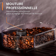 Load image into Gallery viewer, Krups Machine à café grain, 1,7 L, 2 tasses en simultané, Nettoyage automatique, Buse vapeur pour Cappuccino, Cafetière espresso, Essential noire YY8125FD, Noir