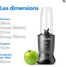 Load image into Gallery viewer, Nutribullet Pro 1200, Blender électrique, Broyeur, Smoothie Blender, Blender multifonctions, puissance 1200w, verres 700ml et 900ml, noir, NB120MB