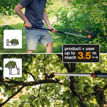 Load image into Gallery viewer, Fiskars Coupe-Branches Multifonctions Télescopique, pour Bois vert et Rameaux, Revêtement antiadhésif, Lame en acier/manche en aluminium, longueur 2,4 - 4 m, noir/orange, UPX86, 1023624