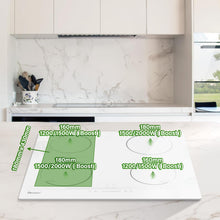 Load image into Gallery viewer, GIONIEN Plaque à Induction 4 Foyers 60cm Blanc,16Amp Plaque à Induction Encastrable,Table de cuisson électrique intégrée avec zone de pont, Table de cuisson,2800W