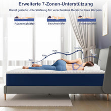 Load image into Gallery viewer, Matoresu Matelas 140x200 Hauteur 25cm, Matelas Hybride à Ressorts Ensachés Indépendant en Mousse à Mémoire de Forme, Tissu Doux pour La Peau&amp;Soutien Confortable, Matelas 2 Personnes Moyenne Ferme