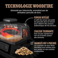 Load image into Gallery viewer, Ninja Woodfire Barbecue électrique et fumoir Pro XL avec thermomètre, barbecue et Air fryer d'extérieur 4-en-1 avec système Smart Cook et granulés Woodfire, portatif, gris/noir, OG850EU