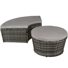 Load image into Gallery viewer, Bain de soleil transat meuble jardin rond modulable gris 2208062