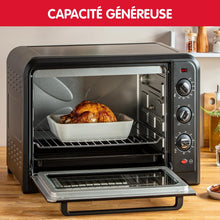 Load image into Gallery viewer, Moulinex Four électrique 39 L, 7 modes de cuisson, Chaleur tournante, Thermostat réglable jusqu’à 240° C, Tournebroche, Minuteur 120 min, Grille réversible, Optimo noir OX485810